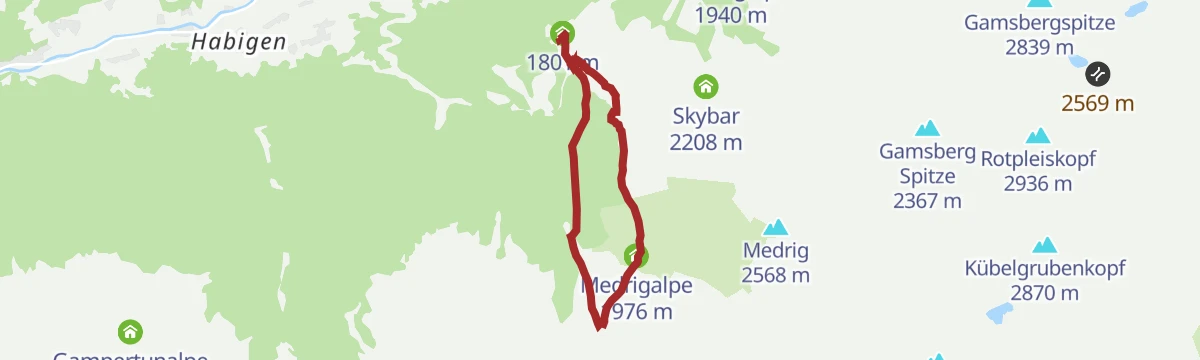 Route map: Rundwanderung alte Medrigalm Variante 1